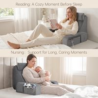 Coussin de lecture et d'appui-tête en velours cristal, confort semi-ferme, style moderne et minimaliste, avec accoudoir et poches multiples, pour canapé