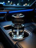 Nouveau diffuseur d'huiles essentielles sans fil de luxe en verre pour voiture, purificateur d'air, humidificateur, rafraîchisseur d'atmosphère, brume LED, rechargeable par Type-C