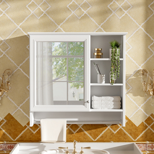 Gabinete de espejo para montar en la pared de 30 pulgadas con estante ajustable y bisagras de cierre suave para tocador de baño - Product Image 1