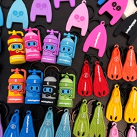 Porte-clés en forme d'outils de natation et de plongée, en caoutchouc souple écologique, mini-breloques pour sacs, cadeaux promotionnels pour événements sportifs, vente en gros