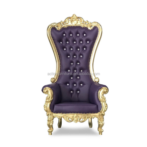 Bras de conception moderne royal haut dossier en acier inoxydable doré <span class=keywords><strong>cadre</strong></span> velours roi trône chaise à vendre - Product Image 6