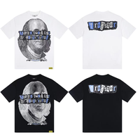 T-shirt Homme Oversize à Épaules Tombantes Manches Courtes 100% Coton 300g Tissu Imprimé Caractères Anti-Plis & Séchage Rapide