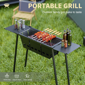 Usine personnalisée en gros extérieur Portable en acier inoxydable charbon de bois BBQ Grill facile à plier Camping pique-nique Barbecue Grill - Product Image 2