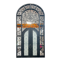 Portes d'entrée principales en verre trempé de style européen de luxe, autres portes principales, double sécurité, portes en fer forgé pour maisons