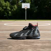Chaussures de basket-ball pour hommes Air DT Max 96 Falcons, automne, noir, gris, rouge, dessus en mesh synthétique, doublure en mesh synthétique, semelle extérieure en caoutchouc, semelle intermédiaire en EVA