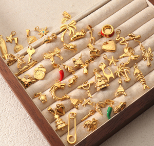 Minimalista Diy COLLAR COLGANTE 18K chapado en oro impermeable corazón pajarita encanto serpiente pez langosta Chile dragón encanto colgante - Product Image 5