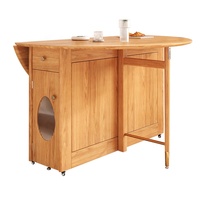 Table à manger ronde pliante en bois moderne et extensible avec rangement - Meubles multifonctionnels pour salle à manger