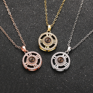 Gioielli alla Moda, Collana con Ciondolo in Rame Personalizzato con Proiezione Foto, Zirconi Trendy, Ti Amo, per Donne - Product Image 4