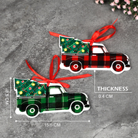 Adornos Colgantes de Cerámica con Diseño de Camión Navideño y Santa Claus, Impresión UV HD Personalizada, 9.1x11.4cm, 0.4cm de Grosor, Estilo Moderno, Ecológico