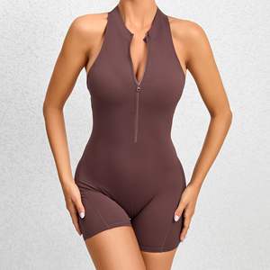Body de fitness plissé sans couture Bulk - Quick Dry Front Zip Peach Booty Workout Wear | OEM Custom USA Europe - Product Image 6
