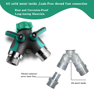 Kim loại vườn Hose Y Splitter 2 cách kết nối với shut off van Heavy Duty kim loại Adapter 2 thêm cao su máy giặt rò rỉ bằng chứng - Product Image 2