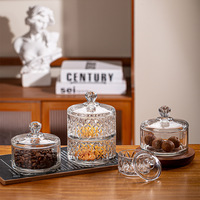 Vente en gros de pots à bonbons en verre cristal 3 pièces, boîte de rangement multi-couches en verre transparent pour noix et fruits secs, pour la décoration de la maison