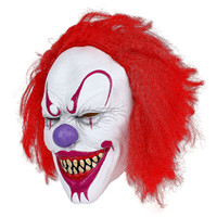Masque de clown Halloween Masque de clown drôle foncé Accessoires de costume Accessoires de cosplay Visage intégral en latex Funny Buddha Clown Horror Headgear