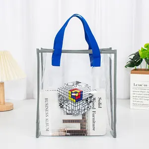 handbag clear transparent pvc bags Eco Friendly gift and promotional with handle and button Handbag Transparent