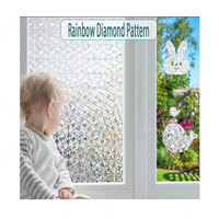 Película de ventana de vidriera de diamante en relieve estático de PVC moderno de alta calidad película de vidrio de privacidad decorativa a prueba de agua de 3 años