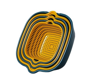 Eight-piece multi-functional plastic kitchen drip washing basket Double-layer fruit basket basket