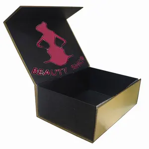 Большая роскошная Золотая жесткая Магнитная складная бумажная упаковочная коробка с логотипом под заказ, Подарочная коробка для платья