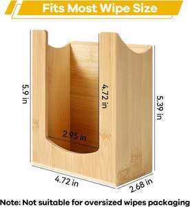 Distributeur mural en bambou naturel durable et non pliable pour lingettes humides, mouchoirs, serviettes de visage et rangement de cuisine - Product Image 4