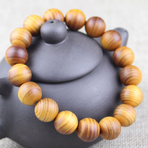 Pulsera de madera de ciprés Cliff de 12 mm, 17 cuentas redondas, estilo antiguo, regalo para mujer, hebra única, material antiguo, fragante - Product Image 4