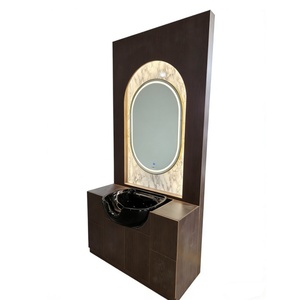 Estación de Estilismo <span class=keywords><strong>Triple</strong></span> Personalizada con Espejo de Salón y Luces LED - Product Image 3