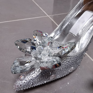 Zapatos de Novia de Alta Calidad, Elegantes y Sensuales, con Punta Cerrada, Adornados con Diamantes, Estilo Zapatilla de Cristal de Cenicienta, para Banquete, Tacón Ultra Alto y Delgado - Product Image 5