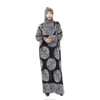 Calligraphie Imprimer Abaya À Capuche À Manches Longues Étage Longueur Modeste Robe Polyester Prière Porter Moyen-Orient Style
