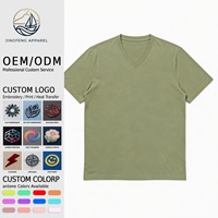 T-shirt col en V pour homme, 100% coton Pima micro-sandblasted 180 GSM, design personnalisé, doux et décontracté, fournisseur en gros de modèles vierges