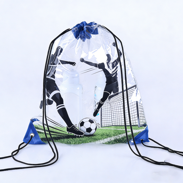 See Through Transparent Waterproof Sport Men Custom Plastic PVC Clear Backpack Drawstring Bag