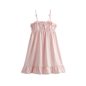 Vendita Diretta del Commerciante: <span class=keywords><strong>Camicia</strong></span> <span class=keywords><strong>da</strong></span> <span class=keywords><strong>Notte</strong></span> Sexy per Ragazze, Stagione Primavera-Autunno, 100% Poliestere Satinato Traspirante, Scollo a V, Stile Carino - Product Image 2