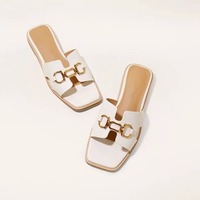 Sandales plates de luxe personnalisées pour femmes avec logo, respirantes et antidérapantes, idéales pour la plage, la mode, l'été et le printemps