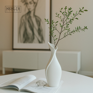 <span class=keywords><strong>Vase</strong></span> en céramique et <span class=keywords><strong>porcelaine</strong></span> Merlin Living pour la décoration de la maison, <span class=keywords><strong>vase</strong></span> blanc mat, décoration, usine de céramique de Chaozhou, vente en gros - Product Image 1
