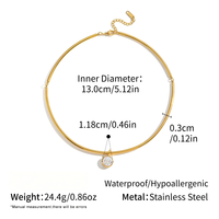 Kalung Choker Minimalis Rantai Bambu Lapis Emas 18K PVD Stainless Steel Grosir dengan Liontin Zirkon untuk Wanita