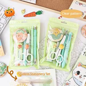Ensemble de papeterie mignon à thème végétal avec cahier, stylos, crayon, gomme et badge pour enfants, idéal comme récompense ou cadeau de classe - Product Image 1