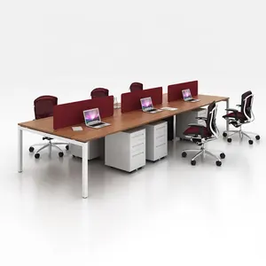 Modular Workstation Desk European Style Modern White Office Table Staff Modular Desktop Table Bureau 4 People Office Desk Workstation