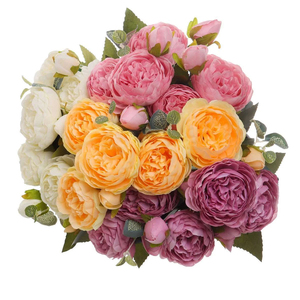 9 Cabezas de Flores Artificiales de Peonía de Seda, Elegante Ramo para Boda, Decoración de Mesa para Hogar, Fiesta, Jardín, Exterior - Product Image 2