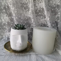 J2111 Moule en silicone pour pot de fleurs, vase, ou pot de plantes, pour la fabrication artisanale de bougeoirs, pots de fleurs, ou pots en résine, béton, ou ciment, avec motifs tête humaine ou visage de fille