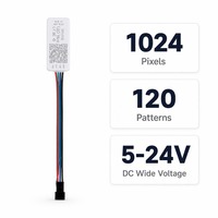 Contrôleur LED SP110E APP, contrôleur LED APP DC5-24V, large plage de tension, 120 motifs, prend en charge les circuits intégrés à un ou deux fils, jusqu'à 1024 pixels, sortie 4A, portée 30M