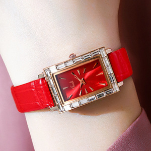 New women's watch simple elegant and stylish with a square dial and leather strap - Product Image 3
