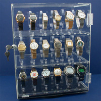 Vitrine de Présentation de Montres Rotative Verrouillable en Acrylique Transparent pour Comptoir, pour 36 Montres