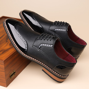Best-selling large-sized men's brocade engraved lace British-style business formal leather <b>shoes</b> - Product Image 4