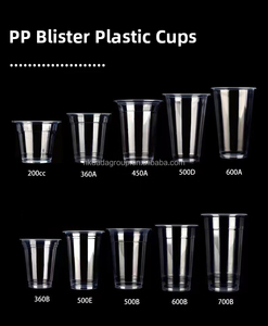 Gobelets en plastique PP jetables imprimés avec logo personnalisé, diamètre 90 mm, pour thé au lait, café, jus et smoothies - Product Image 2