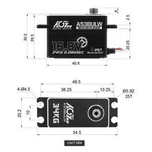 มอเตอร์ AGFRC A53BULW 16.8V 4S แรงสูง 34 กก. แรงบิดสูง 0.080 วินาที ดิจิตอล โปรแกรมได้ กันน้ำ สำหรับรถบังคับวิทยุและหุ่นยนต์ - Product Image 5