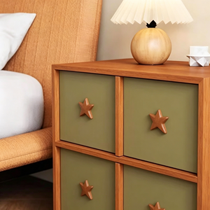 Mid-Century Modern 4-Drawer Wood Nightstand, Olive Green Cabinet with Cross Knobs for Bedroom - Product Image 6