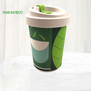 Durable Reusable <b>Bamboo</b> Fiber Coffee Tumbler 350Ml Cartoon Style Eco-Friendly Travel Mug Leak-Proof Custom Logo Cup Cover - Product Image 3