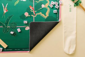Tapis de jeu de Mahjong américain de qualité supérieure 33x33 pouces avec règles imprimées, surface antidérapante et sac de transport, vert rose, cadeau de luxe - Product Image 2