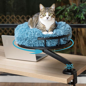 เตียงแมวแบบตั้งโต๊ะ นุ่มสบาย ทำจากผ้าพลัฌ รูปทรงเปลญวน สำหรับแมวขนาดเล็กและใหญ่ ใช้เป็นที่พักผ่อนในบ้าน หมุนได้ 360 องศา ปรับความสูงได้ - Product Image 1