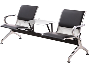 Chaises d'attente 3 places en acier inoxydable, très demandées, pour salon, salle d'attente ou bureau - Product Image 5