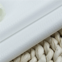 Tissu Jacquard Chevron 100% Coton 80s/2, Finition à l'Ammoniaque Liquide, Facile d'Entretien, Léger, Blanc, pour Filles, Garçons et Tenues Professionnelles