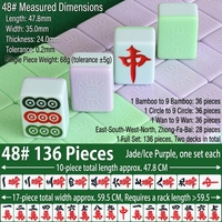 Offre Spéciale : Jeu de Tuiles de Mahjong 48mm, 136 Tuiles Vertes et Violettes, Magnétiques Puissantes, pour 4 Joueurs, Universel pour Table de Jeu Automatique