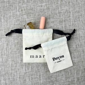 Organic Cotton White <b>Drawstring</b> Bag Eco-Friendly Canvas <b>Pouch</b> with Double Strings for Essential - Product Image 3